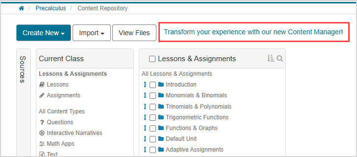 In the Content Repository, click the link next to View Files button.